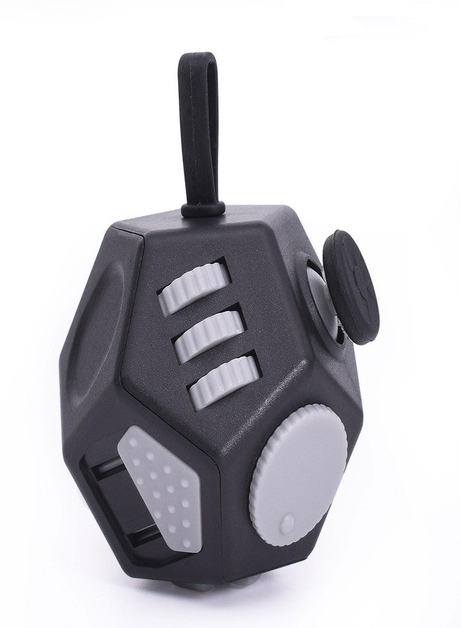 UOOEFUN Mini Fidget Toys Cube,12 Sided Cube Toys Relief Stress,Anxiety, Depression,Autism for Kids Adults Improve Focus and Kill Time (Black) - Image 1